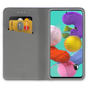 Кожен калъф тефтер и стойка Magnetic FLEXI Book Style за Samsung Galaxy A51 A515F златист 